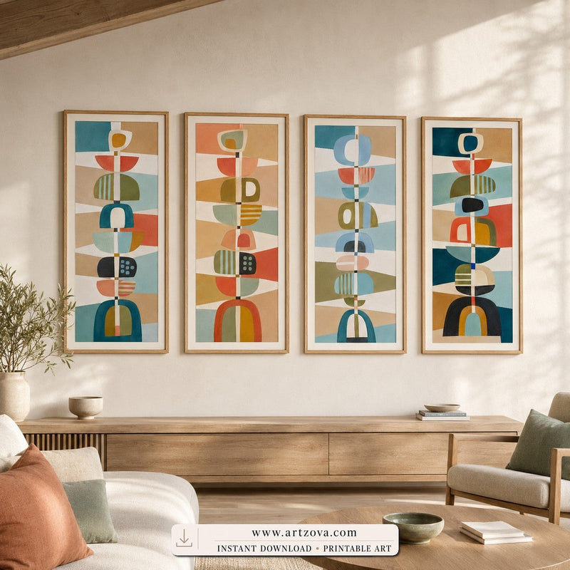 Set of 4 Paintings printable wall art collection - Artzova
