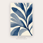 Indigo Leaves painting 1 of 4 - a bold blue botanical silhouette, in cobalt blue and white