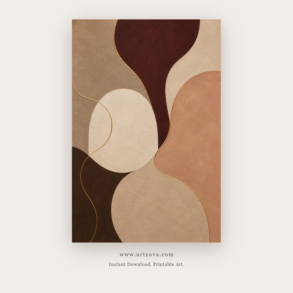 Woven Earth painting 1 of 4 - a flowing abstract study in burgundy, blush, brown and cream