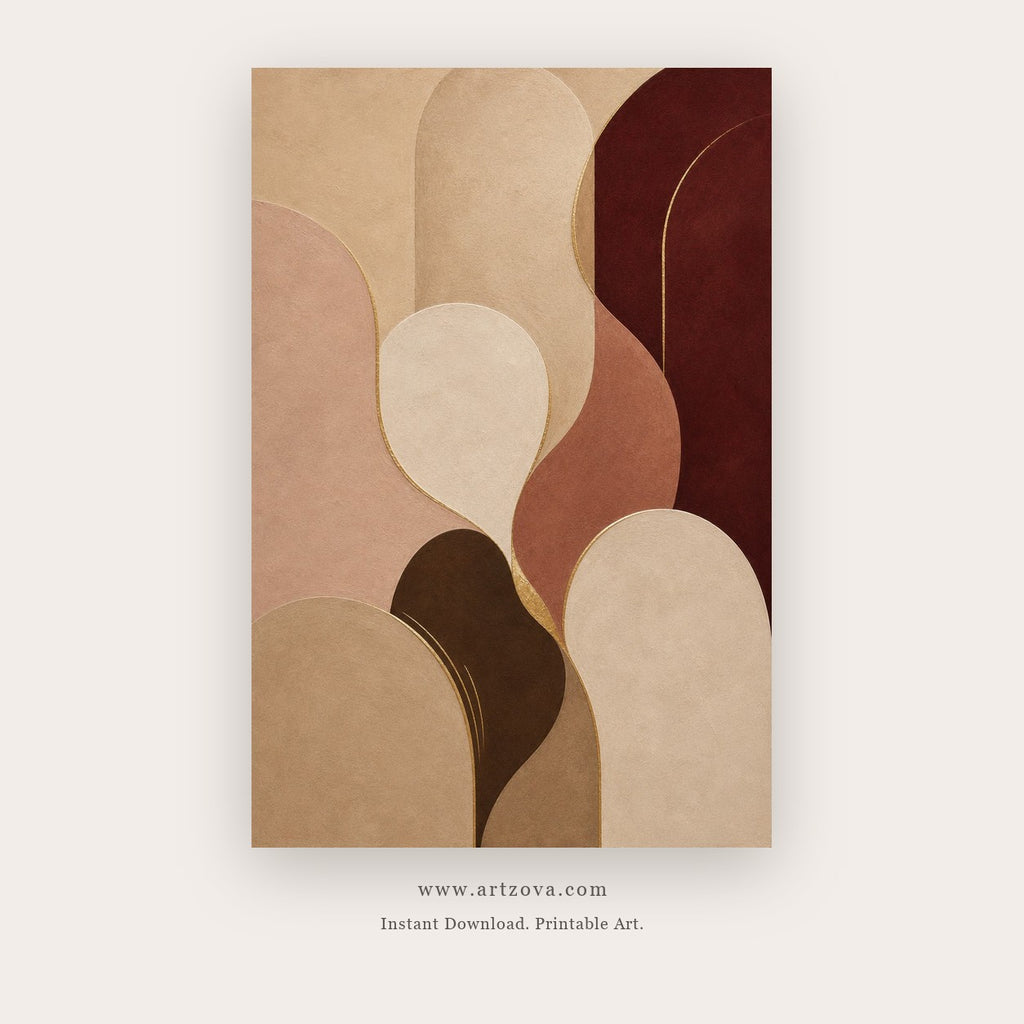 Woven Earth painting 2 of 4 - a flowing abstract study in burgundy, blush, brown and cream