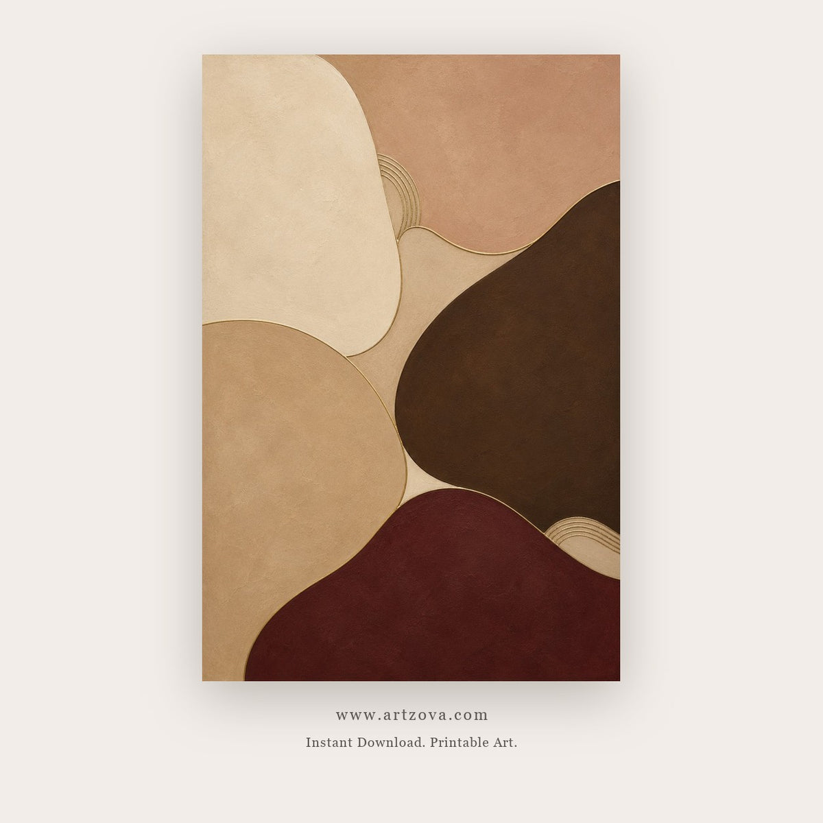 Woven Earth painting 3 of 4 - a flowing abstract study in burgundy, blush, brown and cream
