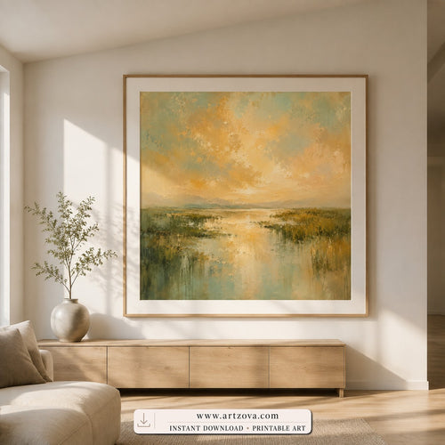 Amber Marsh contemporary impressionism wall art print framed in an entryway