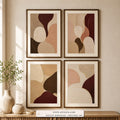 Woven Earth set of four paintings framed in a living room