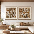 Sacred Pathways set of two paintings framed in a living room