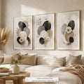 Lunar Harmony set of three paintings framed in a living room