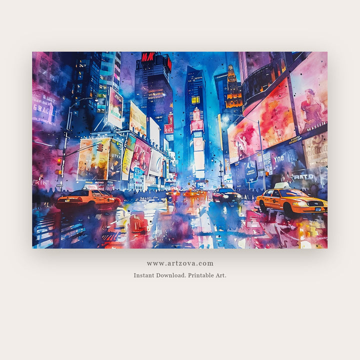 Life Gently printable city wall art in Blue and Navy Blue - Artzova