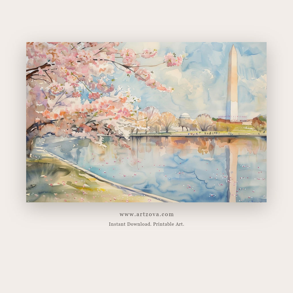 Horizon Breath printable city wall art in Silver and Beige - Artzova