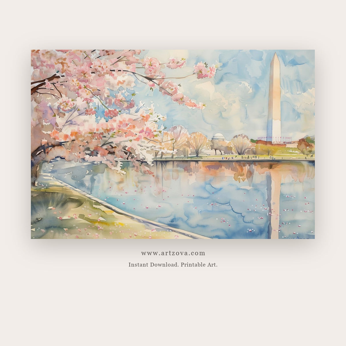 Horizon Breath printable city wall art in Silver and Beige - Artzova