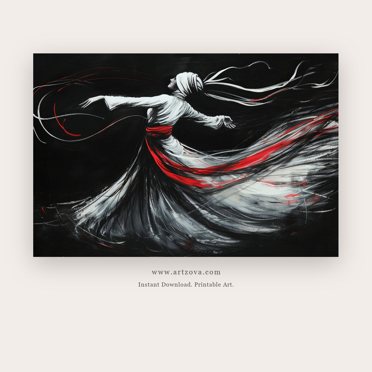 Soul Pauses printable figurative art in Chocolate Brown and Black - Artzova