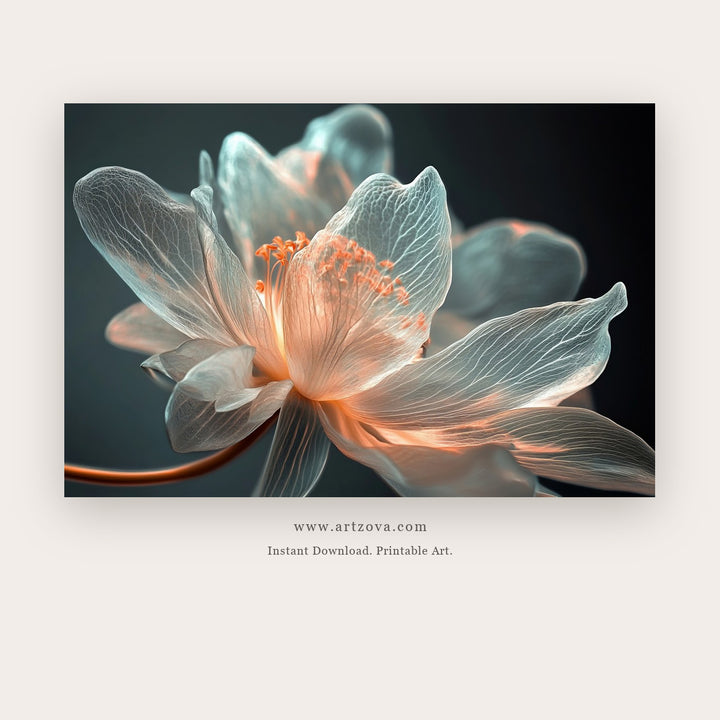 Charcoal Bloom printable botanical & floral art in Tan and Charcoal - Artzova