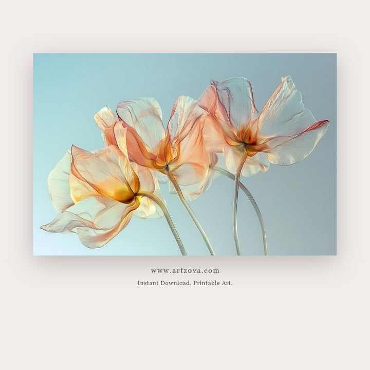 Gentle Blooms printable botanical & floral art in Tan and Silver - Artzova