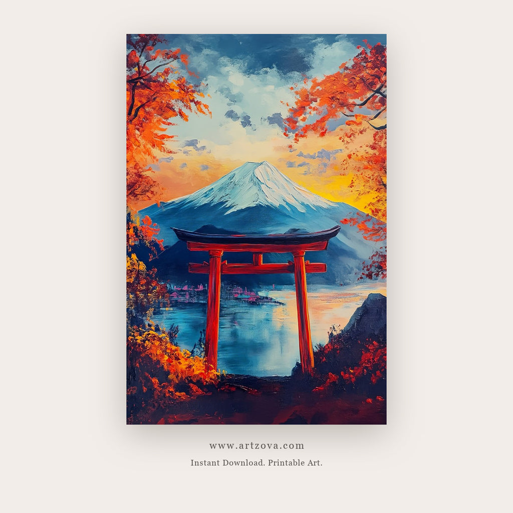 Day Temple – indian art printable wall art in Navy Blue and Blue