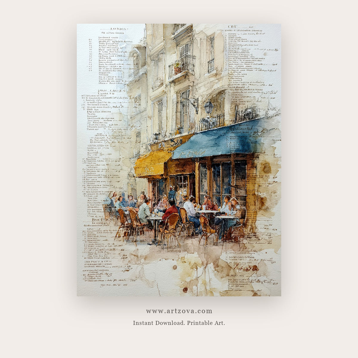 City Morning – european theme art printable wall art in Tan and Chocolate Brown