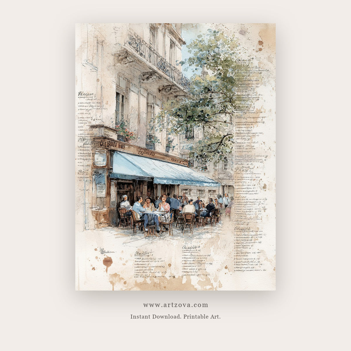 Streets After Rain – city wall art printable wall art in White and Silver