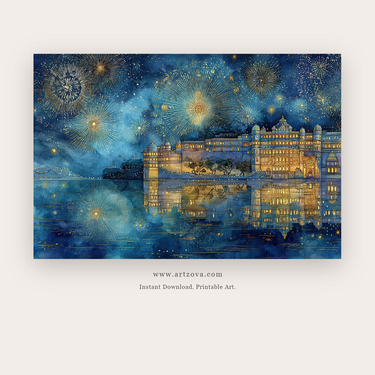 Still Moment City – indian art printable wall art in Navy Blue and Charcoal