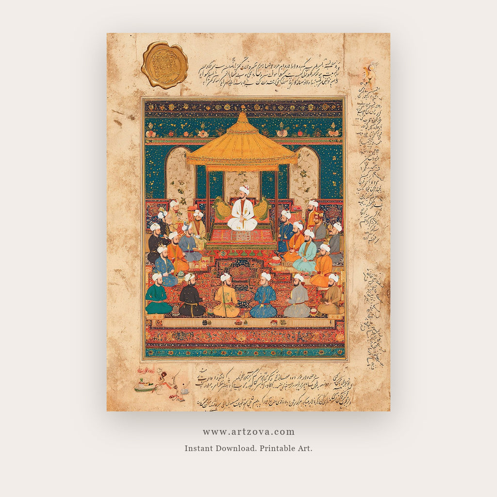 Folk Song – indian art printable wall art in Gold and Terracotta