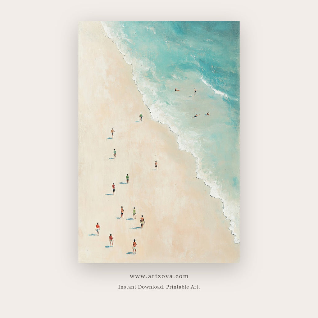 Silence Tide – coastal wall art printable wall art in Turquoise and Cream