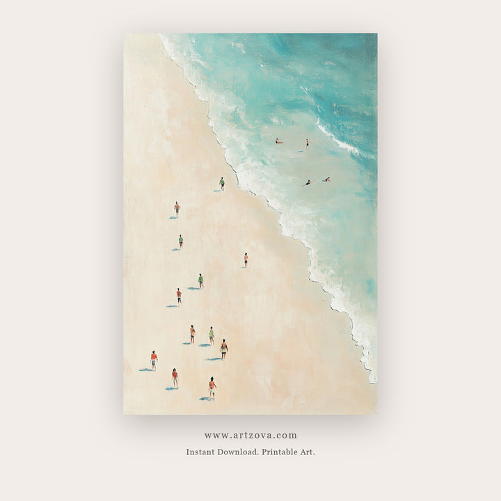Silence Tide – coastal wall art printable wall art in Turquoise and Cream