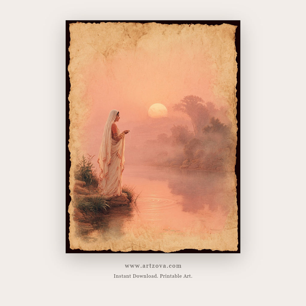Day Figure – figurative art printable wall art in Peach and Tan