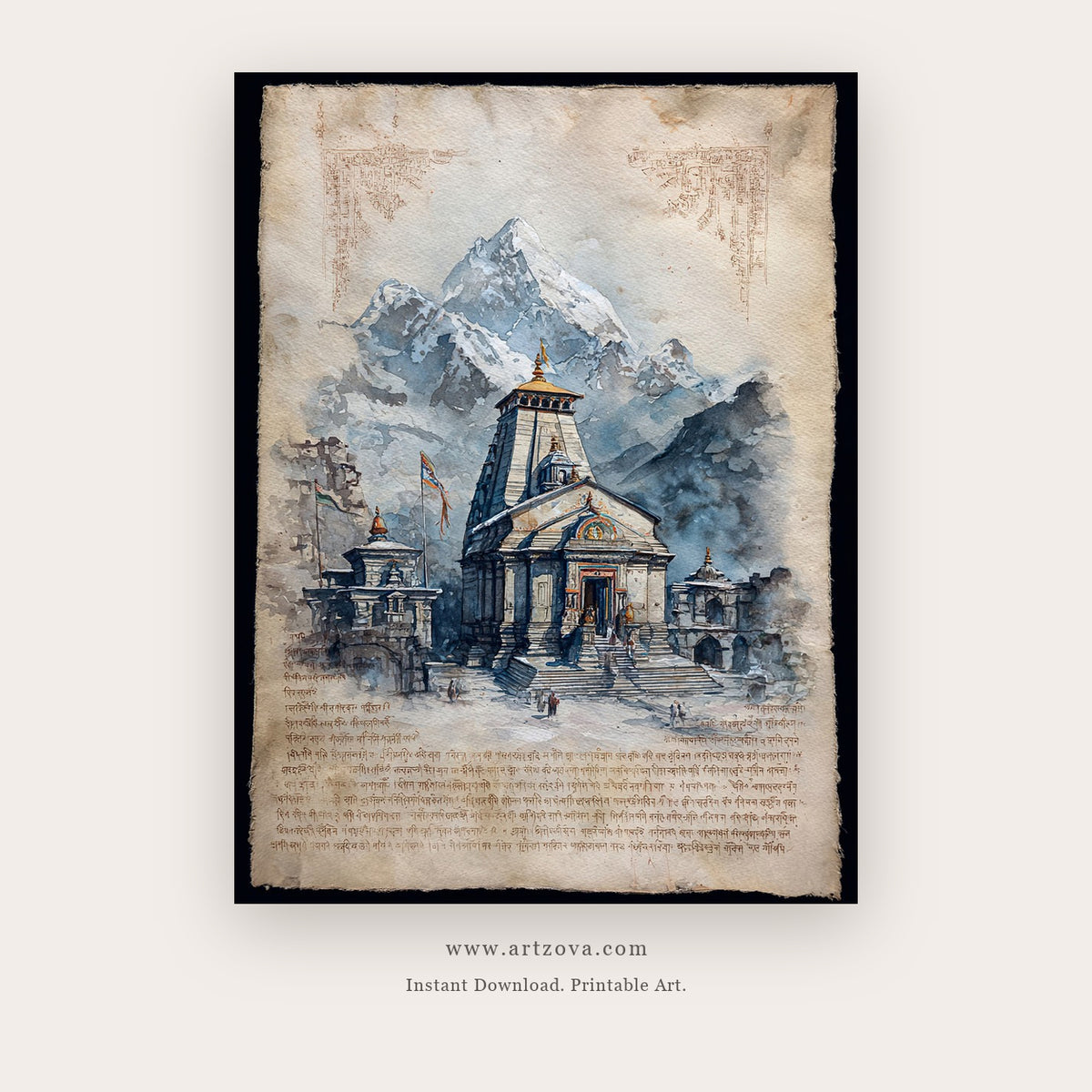 Silence Mountain – indian art printable wall art in Charcoal and Silver