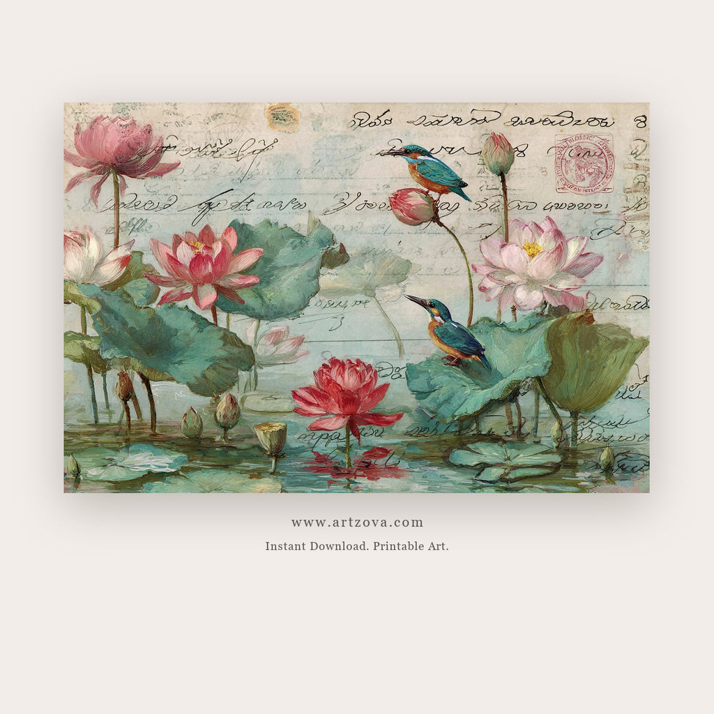 Light Blooms – bird wall art printable wall art in Brown and Sage Green
