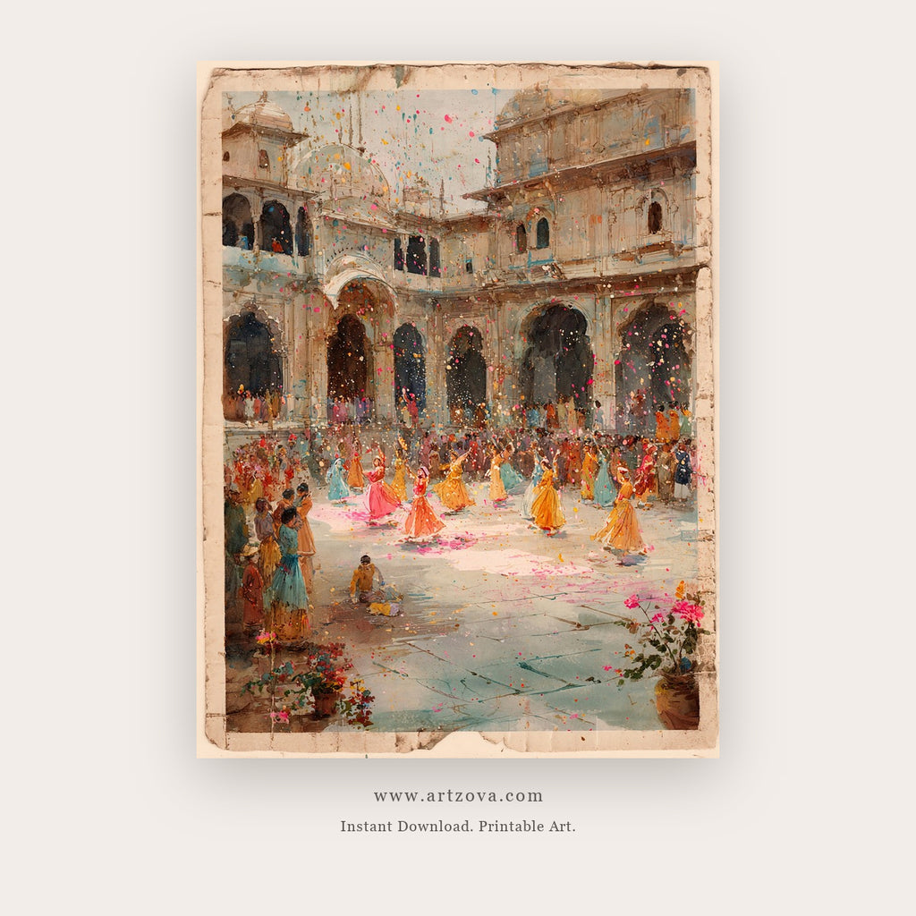 Indian Streets – indian art printable wall art in Tan and Brown