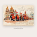 Silence Temple – indian art printable wall art in Burgundy and Terracotta