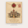 Soft Color Temple – indian art printable wall art in Tan and Brown