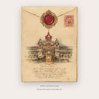 Soft Color Temple – indian art printable wall art in Tan and Brown