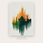 Gentle Color – indian art printable wall art in Forest Green and Gold