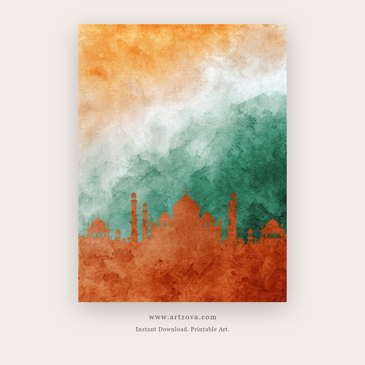 Terracotta India – indian art printable wall art in Terracotta and Teal