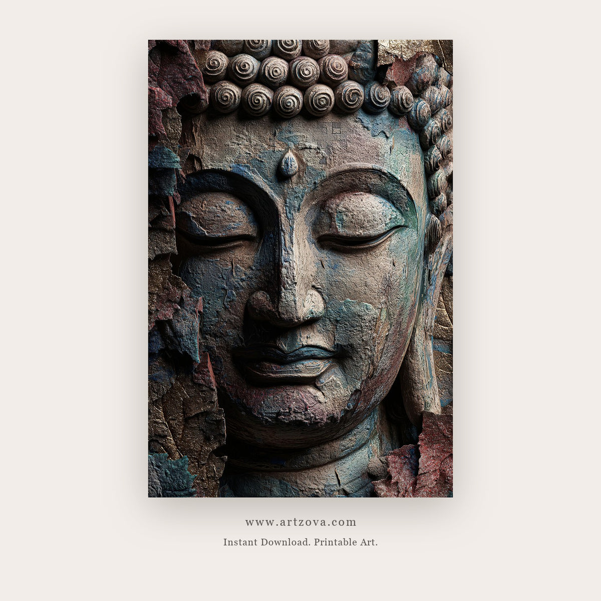 Silence Buddha – buddha wall art printable wall art in Chocolate Brown and Black