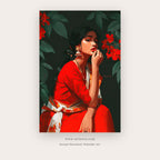 Moment Figure – figurative art printable wall art in Red and Forest Green