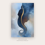 Blessings – indian art printable wall art in Navy Blue and Blue