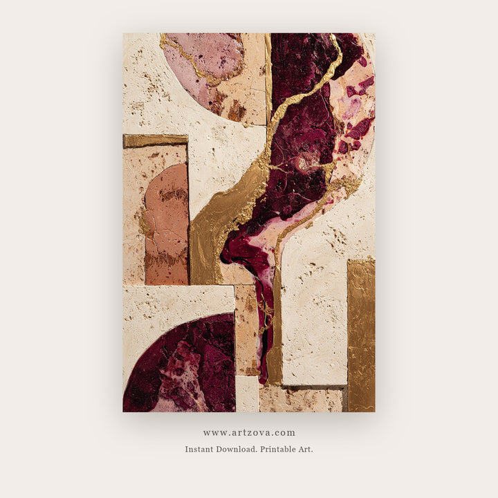 Still Moment I – abstract wall art printable wall art in Tan and Burgundy