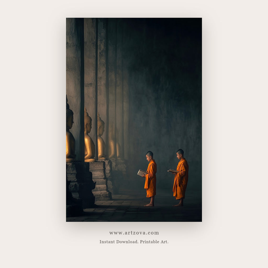 Quiet Light Buddha – buddha wall art printable wall art in Black and Charcoal