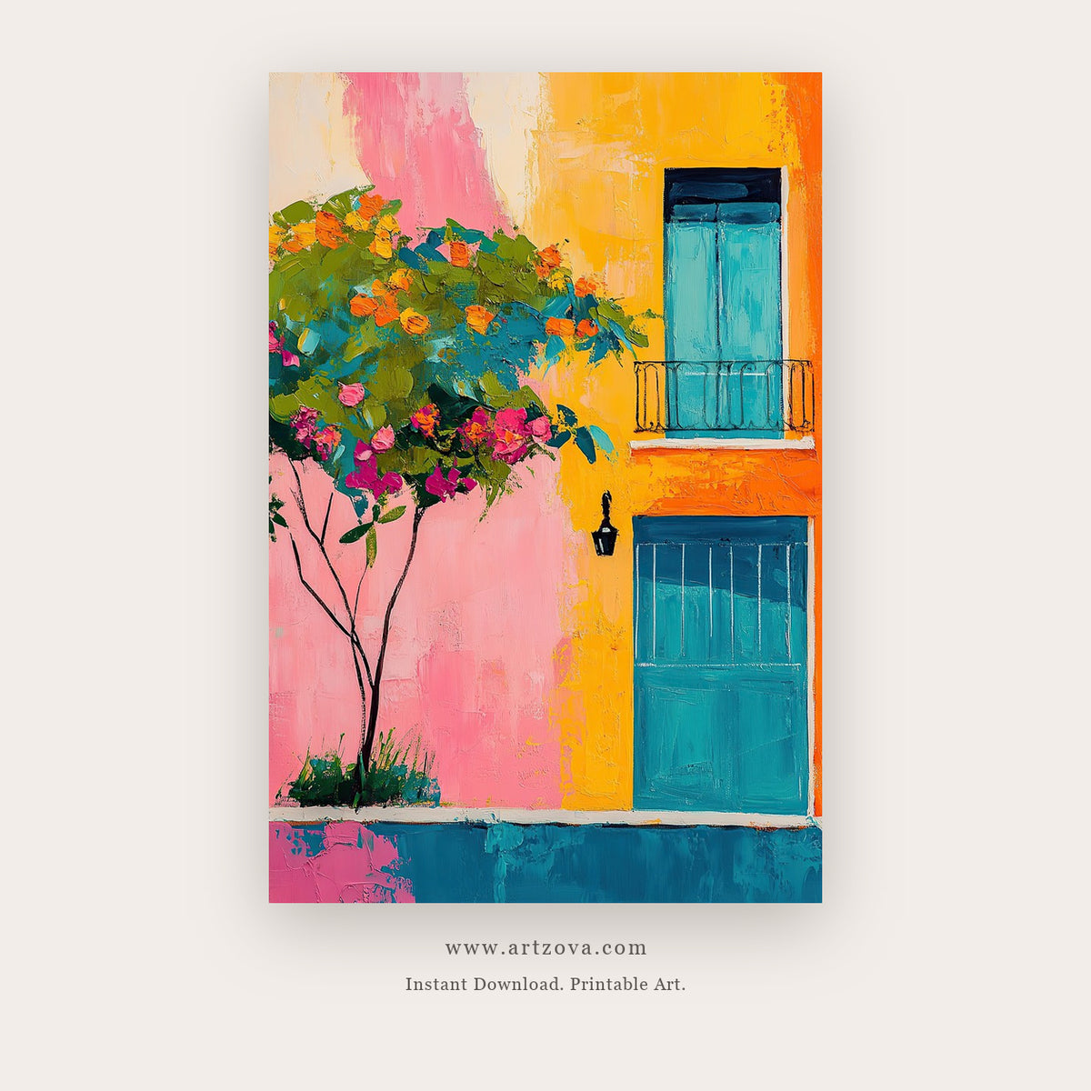 Yellow City – city wall art printable wall art in Yellow and Peach