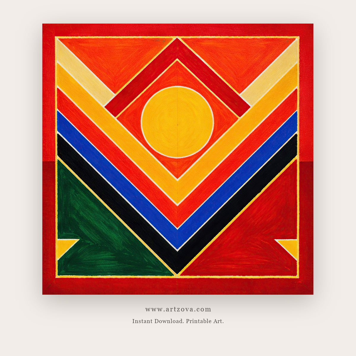 Calm Pulse – abstract wall art printable wall art in Red and Yellow