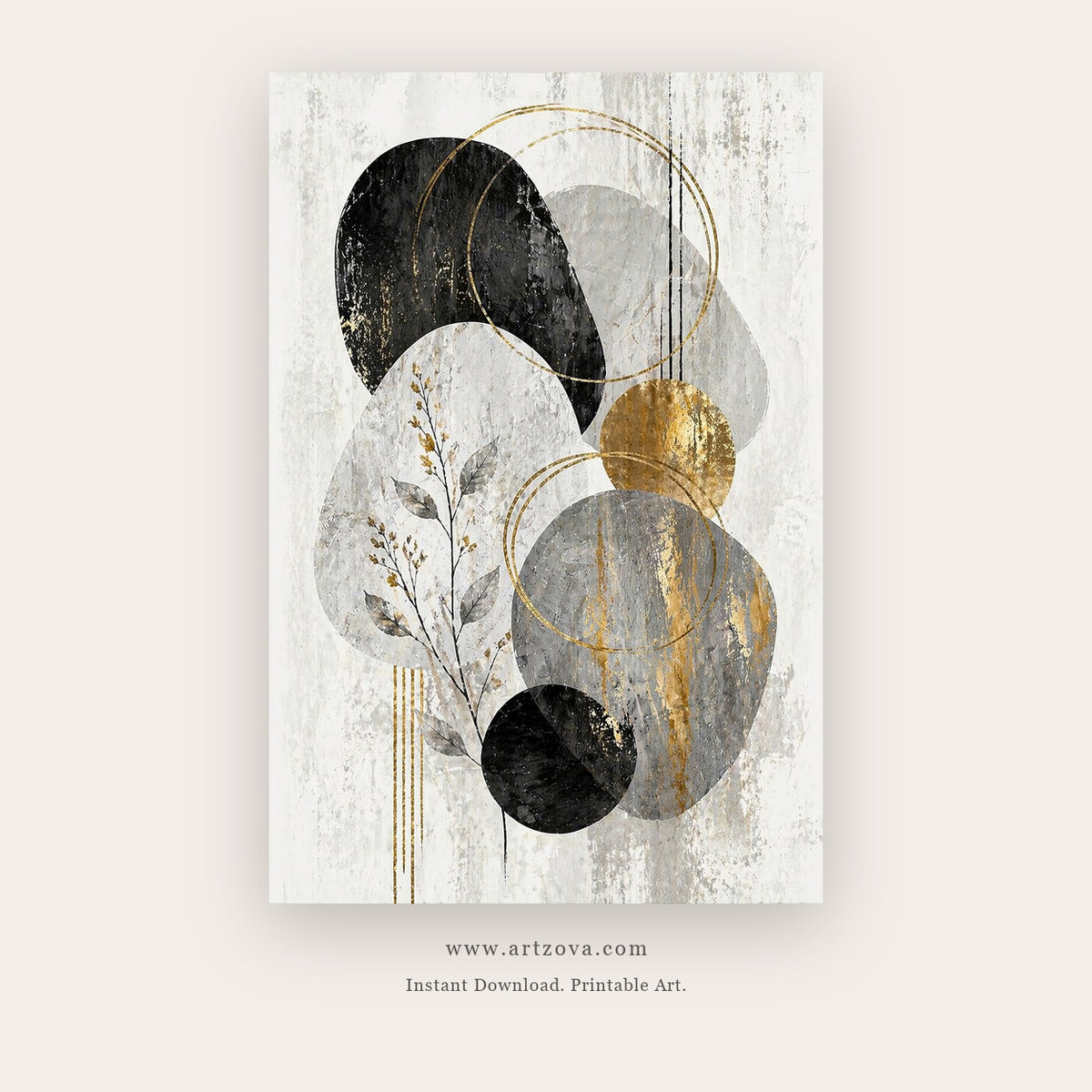 Monochrome Motion Abstract – abstract wall art printable in White and Gray