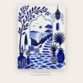 Blue Archway Coast – coastal wall art printable in Navy Blue and White