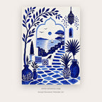Blue Archway Coast – coastal wall art printable in Navy Blue and White