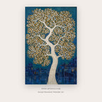 Navy Tree of Life – botanical & floral art printable in Navy Blue and Gold