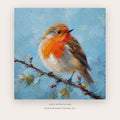 Bright Robin – bird wall art printable in Sky Blue and Orange