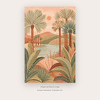 Desert Palm Geometry – boho wall art printable in Peach and Sage Green