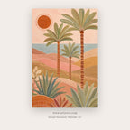 Sunset Palm Geometry – boho wall art printable in Peach and Tan