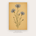 Vintage Blue Wildflowers – botanical & floral art printable in Gold and Blue
