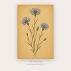 Vintage Blue Wildflowers – botanical & floral art printable in Gold and Blue