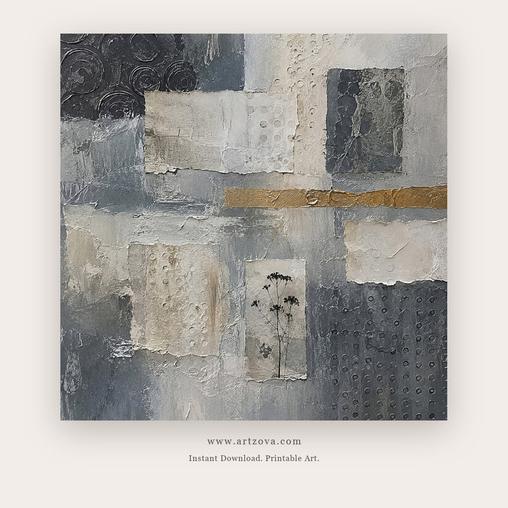 Charcoal Stone Geometry – abstract wall art printable in Charcoal and Gray