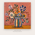 Terracotta Folk Bouquet – still life art printable in Coral and Orange