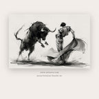 Bulls in Motion – figurative wall art printable in Black and White
